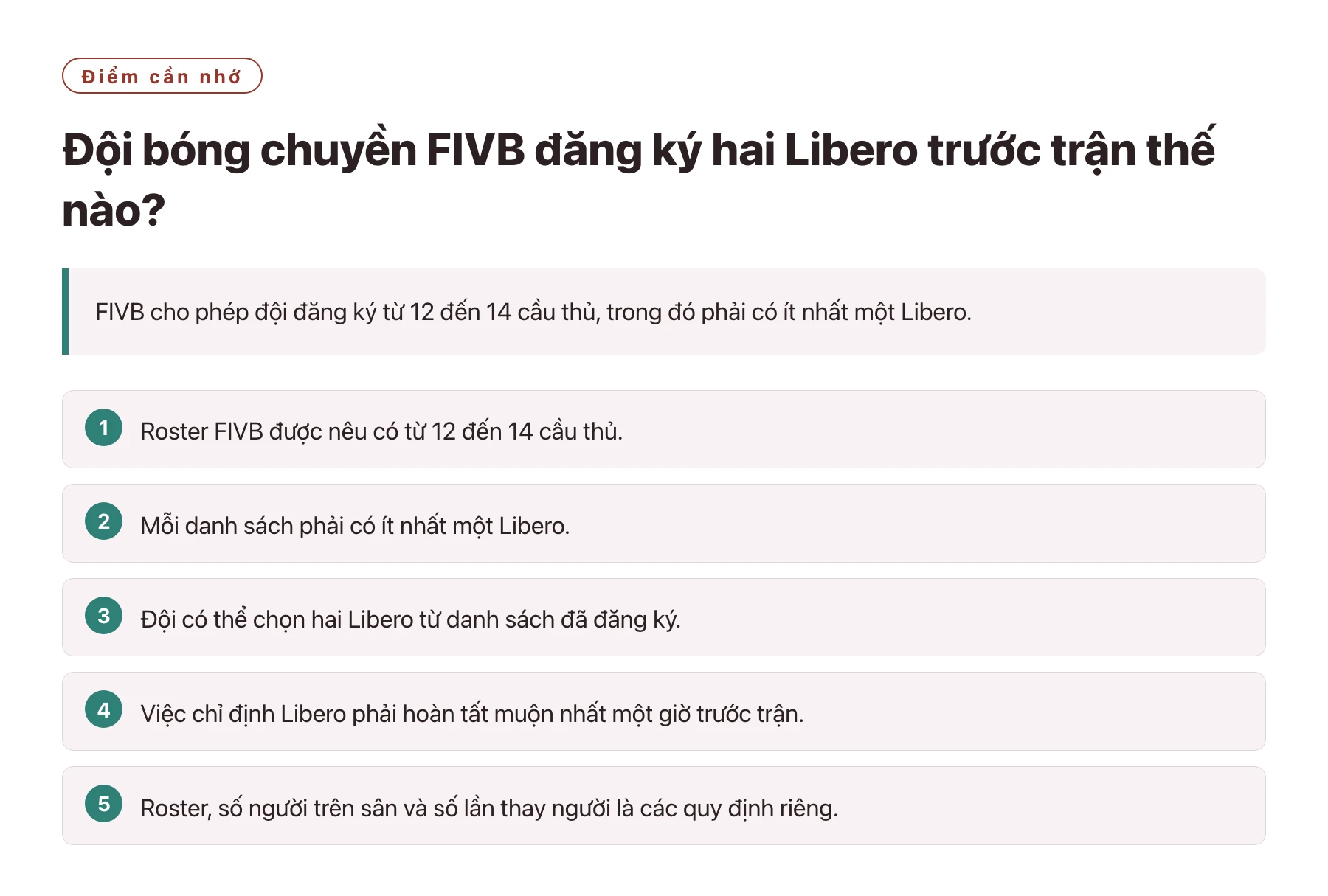 Đội bóng chuyền FIVB đăng ký hai Libero trước trận thế nào?——全文要点速览