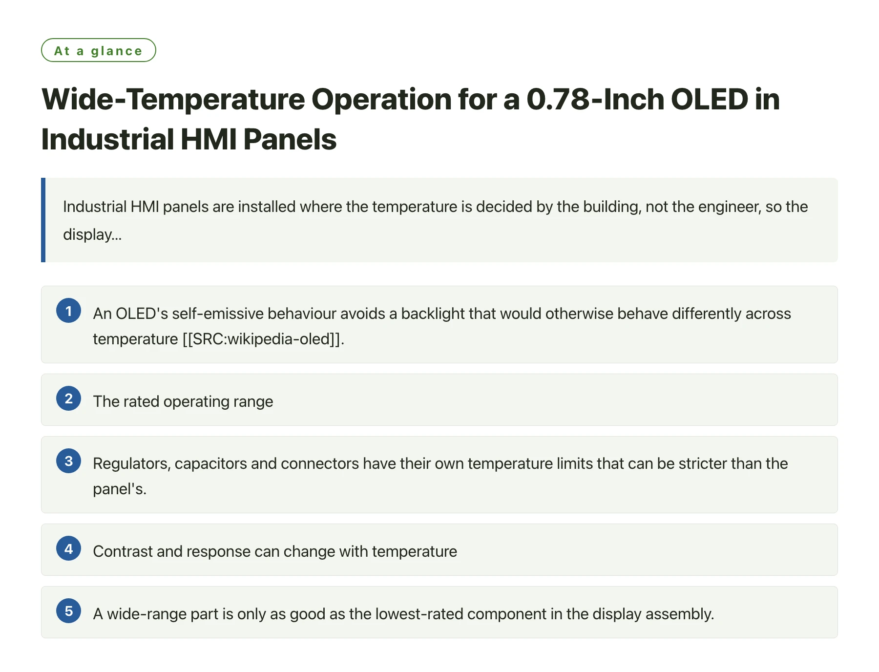 Wide-Temperature Operation for a 0.78-Inch OLED in Industrial HMI Panels——全文要点速览